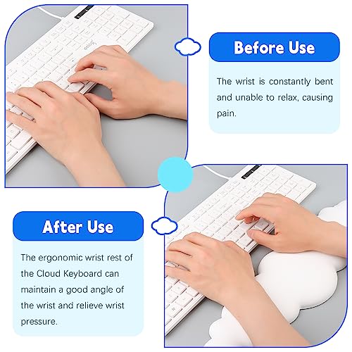 Keyboard Cloud Wrist Rest Pu Leather Keyboard Pad High Density Memory Foam Wrist Pad With Non-Slip Base For Typing Pain Relief Soft Keyboard Hand Rest For Home Office Laptop Computer Gaming #TOP6