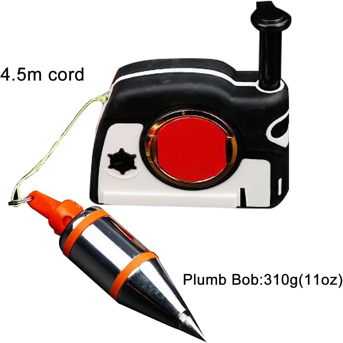 Fils À Plomb Magnétiques 4.5M, 11Oz(310G) Plumb-Rite Magnétique Avec Cordon de 4,5M/14,7Pi À Enroulement Automatique, pour Les Travaux de Construction, La Menuiserie, La Construction de Murs