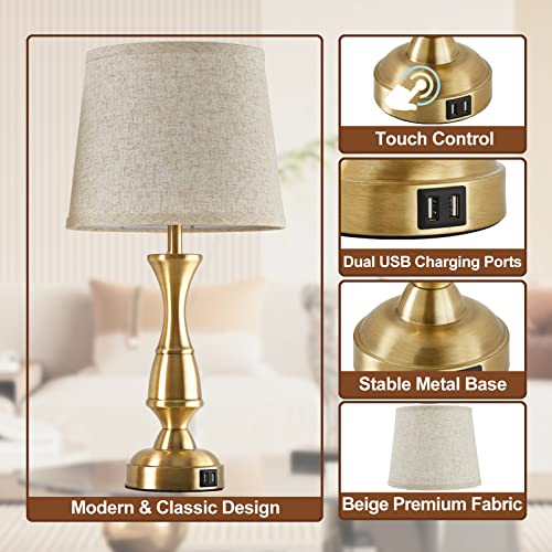 Gyrovu Vintage Bedside Lamp Set Of 2,Farmhouse Table Lamp Touch Control 3-Way Dimmable End Table Lamp With 2 Usb Port thumb #3