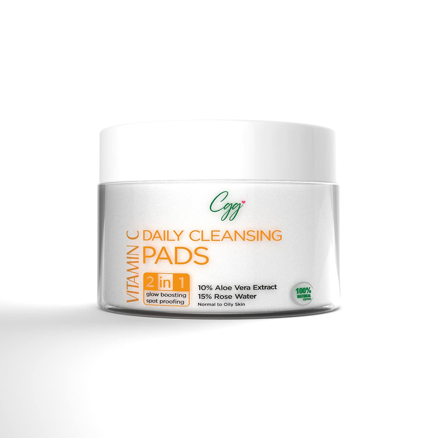 CGG Cosmetics Vitamin C Daily Cleansing Pads With 100% Organic Cotton, For Spot Proofing & Glow Boosting, Anti-Aging Formula for All Skin Type-50 Pads