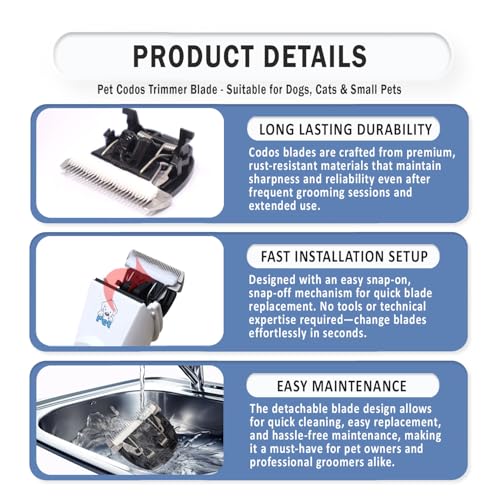 Image of Glucklich Codos Dogs & Cats Hair Trimmer Replacement Blade Head for CP-9600 / CP-9700, Black