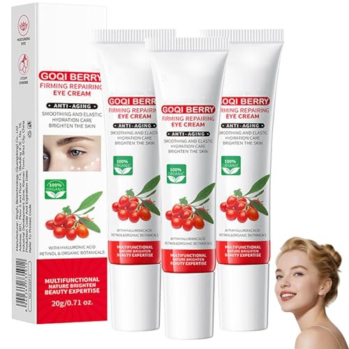 Anti Falten Goji-Beeren Gesichtscreme 50g, Naturkosmetik Anti-Aging Creme mit Hyaluronsäure & Vitamin C, Feuchtigkeitsspendend für mehr Elastizität & Spannkraft (3PC)