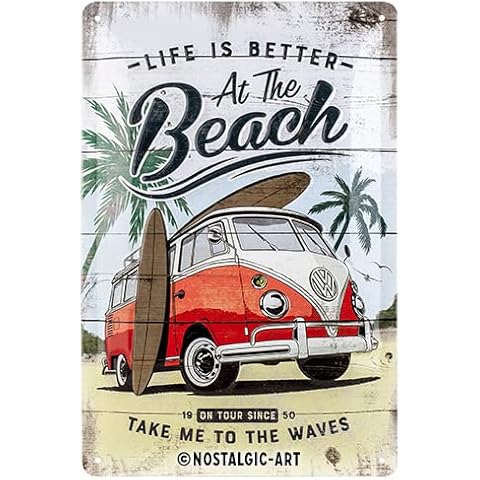 Cartel de Chapa Retro VW – Bulli T1 – Beach Cover