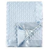 Hudson Baby Dotted Mink Blanket with Satin Binding, Blue, One Size