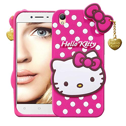 Image of Unirock Hello Kitty Back Case Cover for Oppo A37| 3D Cute Hello Kitty Case |Soft Silicone Rubber Back Cover with Pendant Kitty Cover for Oppo A37 (Pink)