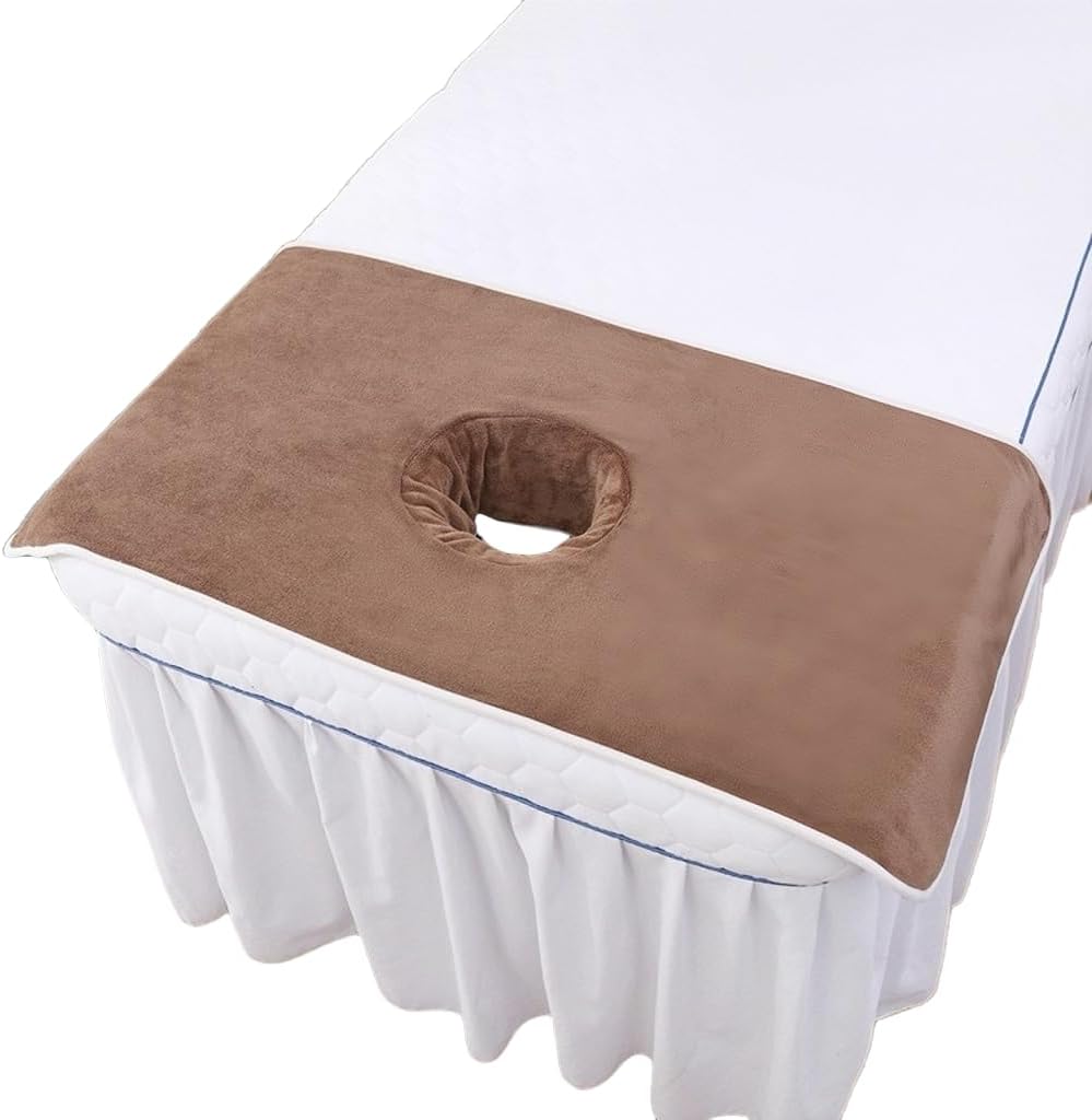 Massage Table Cover Towel with Face Cradle Hole, Premium Fitted Sheet with Locked Edges (White Full Body)