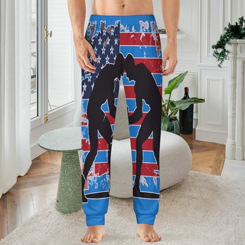 U.s Flag Wrestling Pajama Pants Men Pj Bottoms Sleepwear Lounge Pant2