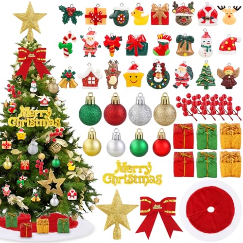 JOLCEEY 48 Stück Weihnachtsbaum Deko Anhänger, Farbenfrohes Mini...