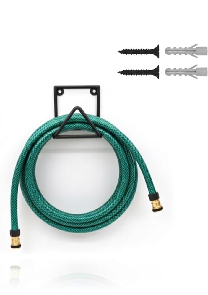Wall Mount Garden Hose Pipe Hanger, Black Metal, with Screws and Wall Plugs-image-36