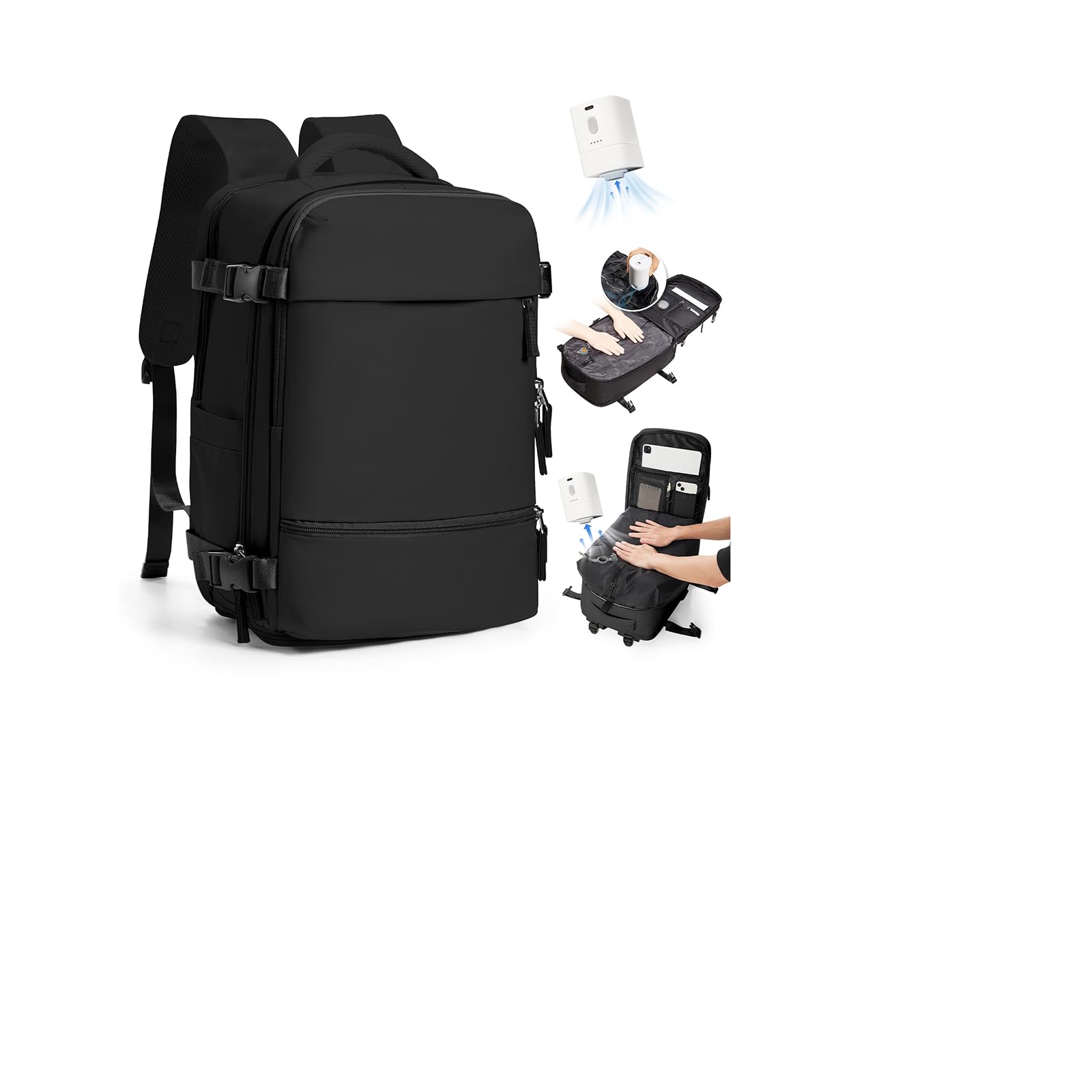 SZLX Zaino Ryanair 40x30x20 Sottovuoto con Pompa Zaino Ryanair 40x20x25 Donna Zaino da Viaggio Wizzair Bagaglio a Mano Uomo per Laptop da 14 Pollici Borse da Cabina 45x36x20 Easyjet con Porta Scarpe