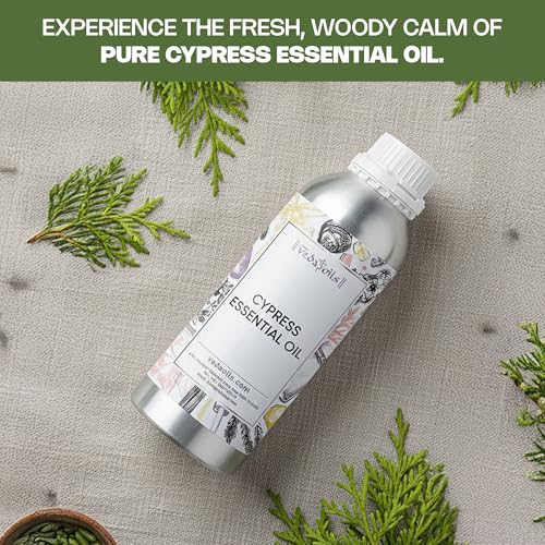 Image of VedaOils Cypress Essential Oil 100ml | 100% Pure, Undiluted & Therapeutic Grade Cypress Oil for Skin, Hair, Diffuser & Aromatherapy | Calming, Refreshing & Ideal for Home Fragrance