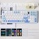 MechLands Vibe99 Wireless Gaming Keyboard with 1.06'' Screen, 96% Hot Swappable Creamy Mechanical Keyboard with Gasket Structure, BT5.0/2.4GHz/USB-C, 5-Layer Padding, RGB, NKRO for Win/Mac (Blue)