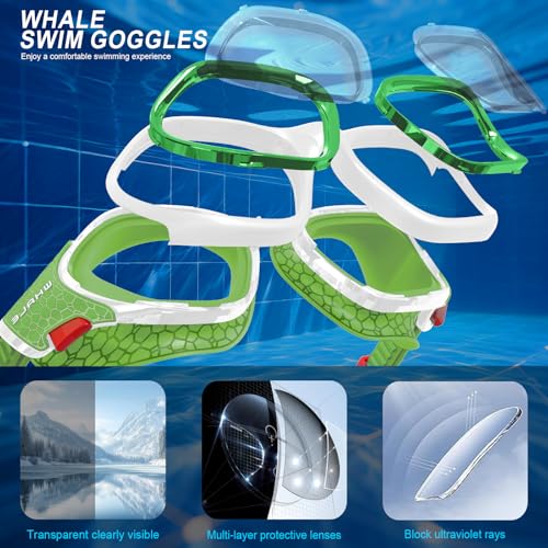 Image of Whale Swim Goggles, HD Anti-Fog Goggles, Unisex | 100% UV Protection | Anti-Fog Design Clear Wide-Angle Underwater View