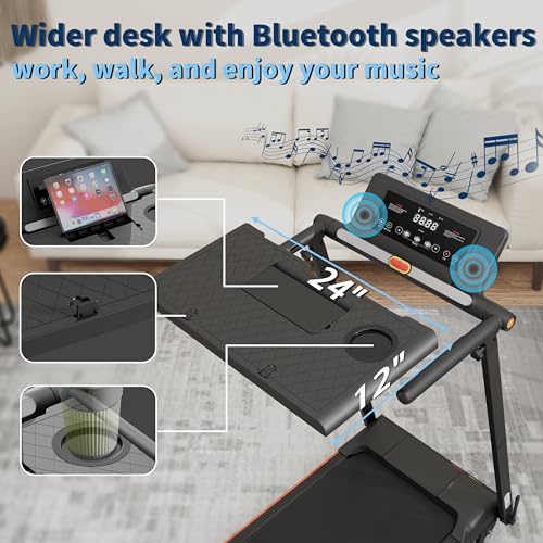 Image of Walking Pad Treadmill with Incline, 3 in 1 Under Desk Portable Folding Treadmill for Home /Office,3.0HP Small Walking Pad with Removable Desk Workstation & Handle 300 Lbs Capacity, 0.6-8.0MPH