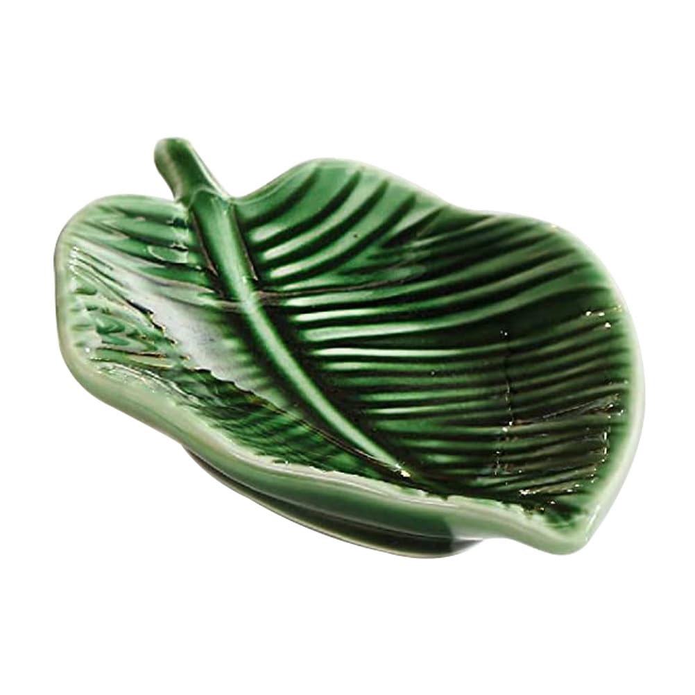 Operitacx Leaf Jewelry Tray, Ceramic Leaf Shape Trinket Dish, Ring Holder Dish Trinket Tray for Key Ring Earring Necklaces Bracelets Jewelry Home Decor