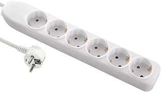Electraline 51611 - Regleta de 6 Tomas, Cable 3G1 1,5 m, Color Blanco