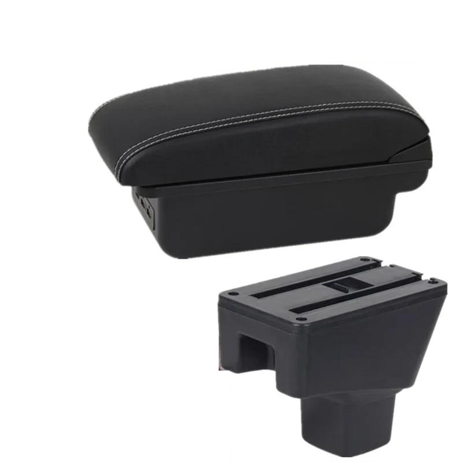 NOHEEU Car Armrest Box Storage Dedicated Retrofit Parts Interior Accessories For SUZUKI SX4(B2 Black white 3USB)