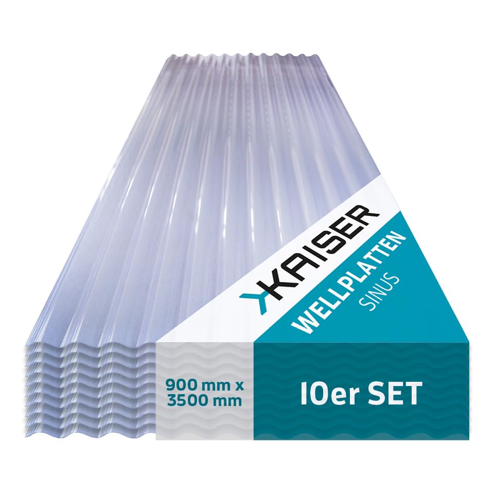 KAISER plastic® Plaques ondulées transparentes | Plaques ondulées pour toiture, toit ondulé en plastique | Plaques de toiture résistantes aux intempéries...