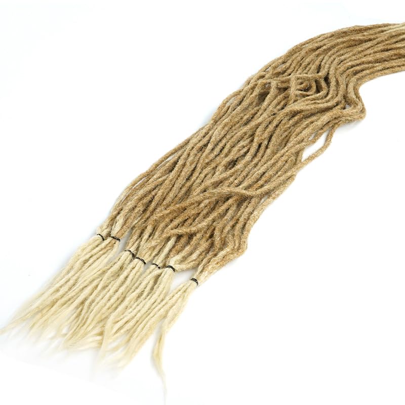 Supernova Hair 7 Packs Dreadlocks Extensions Ombre Blonde MT27/613# 22 Inch 6 Strands/Pack Handmade Dreadlock Crochet Hair Synthetic Fiber Hair Locs Crochet Hair for Women (22inch,7 Packs)