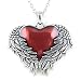 Controse Women's Silver-Toned Stainless Steel Guarded Heart Necklace 28"