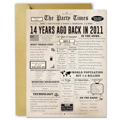 Zyulin 14th Birthday Card, Happy 14th Birthday Decorations for Girls Boys, Lovely 14 Year Old Birthday Gift Ideas for Daughter Son