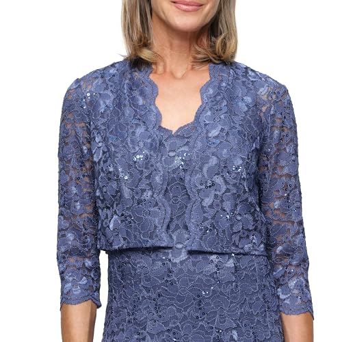 Image of S.L. Fashions Women's Short Sequined Lace Special Occasion Dress with Bolero Jacket