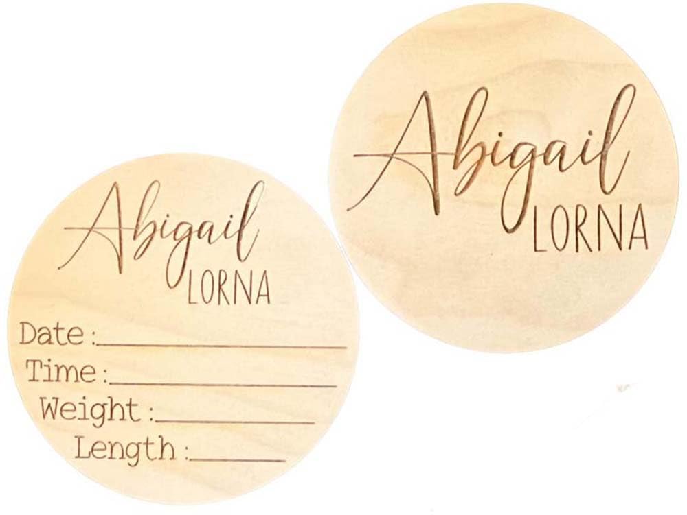 Personalized Newborn Name Announcement Sign for Hospital - Single/Double Sided - Wood Birth Announcement Sign - Name Baby Announcement Sign Customized Gender Neutral (Double Sided)