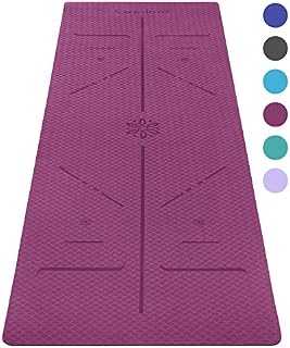 Ewedoos Eco Friendly Yoga Mat with Alignment Lines, TPE Yoga Mat Non Slip