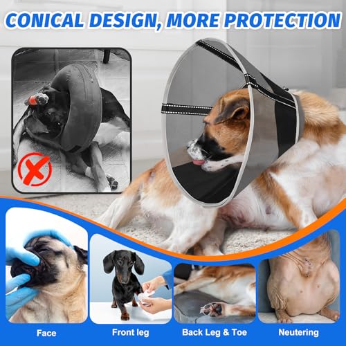 Image of Breathable Mesh Dog Cone Collar for Surgery, Soft Elizabethan Recovery Alternative to Stop Licking,Pet Neck Collar for Large Medium Small Breeds, XS