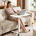 GTPLAYER Small Standing Desk with Wheels, Pneumatic Mobile Rolling Laptop Desk, Adjustable Height Overbed Bedside Table Computer Workstation for Home Office (28