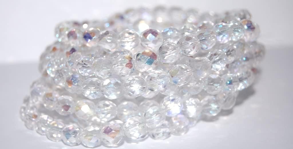 100 pcs Fire Polished Round Faceted Beads, Crystal 27203 (30 27203), Glass, Czech Republic, Size 10 mm (0.39 in)