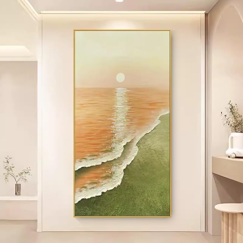 Peinture à l'huile originale coucher de soleil sur la mer sans cadre pour salon