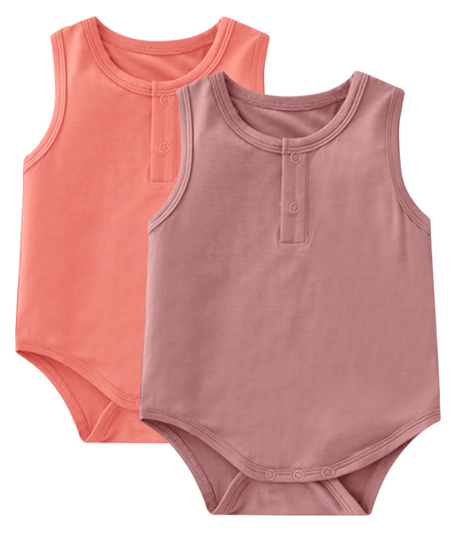 SUZEL Baby Boys Girls Sleeveless Bodysuits, Rayon from Bamboo Rompers for Spring Summer