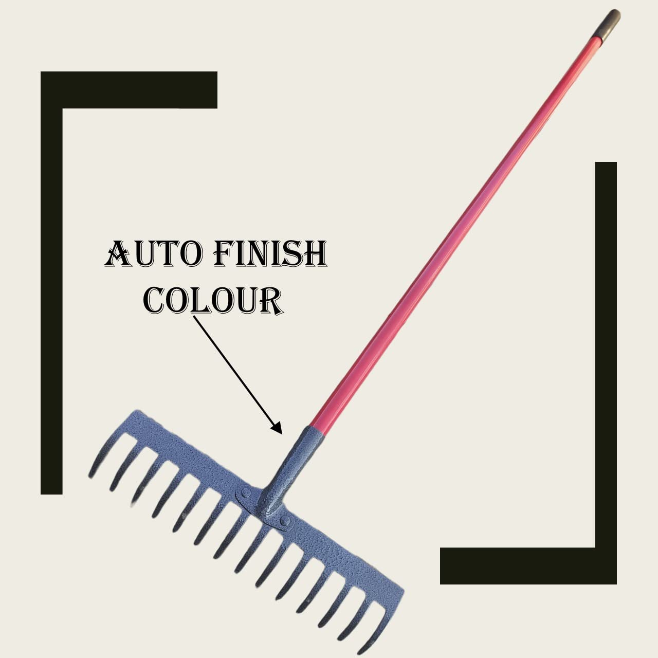 MAXAGRO Heavy Duty Garden Rake with Long Handle for Quick Clean Lawn, Garden Leaf and Garbage Hand Cultivator 14 Teeth