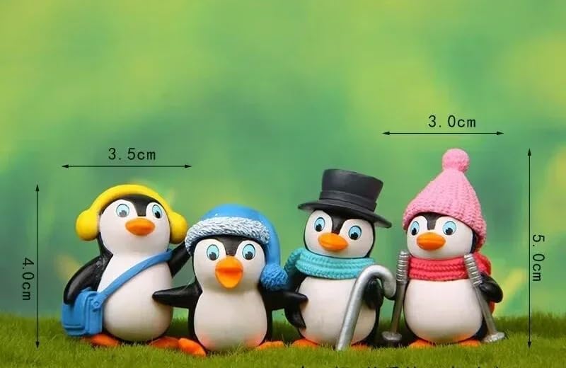 Image of Mini Action Figures, Multiple Character Collectible Set, Car Dashboard, Decoration & Cake Topper Toys for Fans (4 Pcs Cute Winter Ski Penguin 3D)