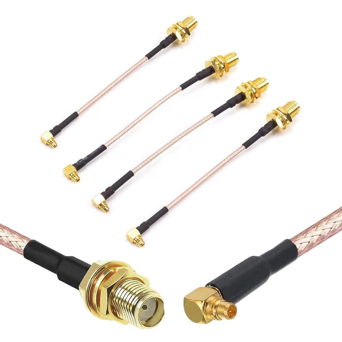 CORONIR Angle Head MMCX to SMA Female Low Loss FPV Antenna Extension Cable Adapter for FPV Racing Drone Quadcopter DIY Accs(95mm/3.7