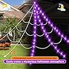 Halloween Decorations Outdoor, Spider Web Lights 250 LED Lighted Spider Web 16.4Ft Giant Halloween Decorations Light up, 8 Lighting Modes Waterproof & Timer for Indoor House Haunted Yard Decor, Purple #2