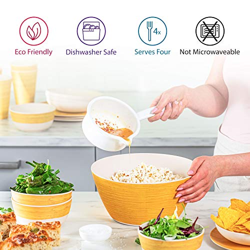 Kitzini Bamboo Dinnerware Sets. Bamboo Plates and Bowls Set For 4