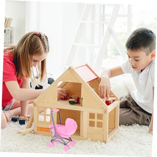 Mikikit Kompakter Puppenwagen Für Junge Mädchen Stabiler Mini Kinderbuggy Aus Robustem Kunststoff Für Fantasievolles Spielen Geeignet Für Puppenhäuser Und Rollenspiele Farbenfroh Und – Bild 3