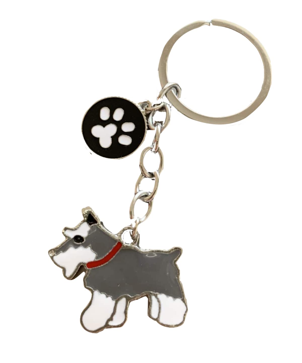 EZB Adorable I Love Dogs Puppy Keyring | Decorative Keychain Gift Idea for Dog Lovers | Miniature Schnauzer (Grey)