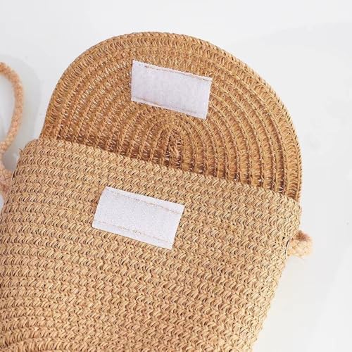 Handbag Handmade Straw Shoulder Bags Women (Khaki)4