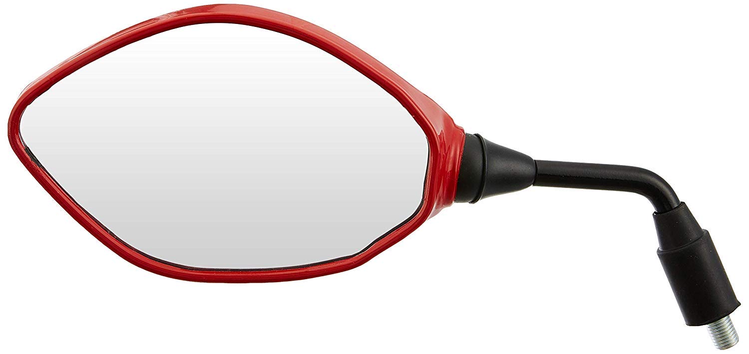 Uno Minda RV-5017L-SRED Shatterproof Glass Rear View Mirror-Left Hand (SPORTS RED) For Hero Passion Pro Refresh New Model