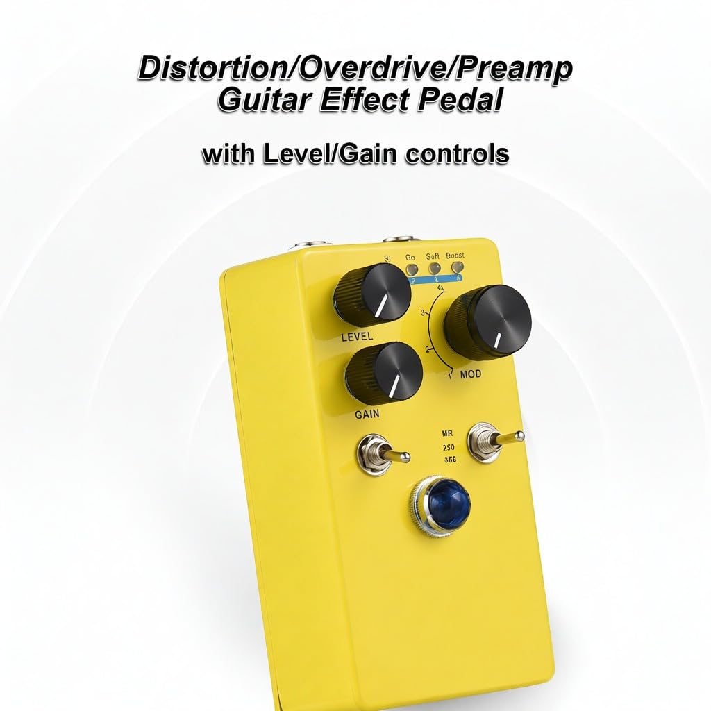 Pedale di effetto per chitarra Distortion Overdrive Preamp con selettore a 4 modalità controllo del volume e altri controlli processore digitale effetti compatto portatile elettrica