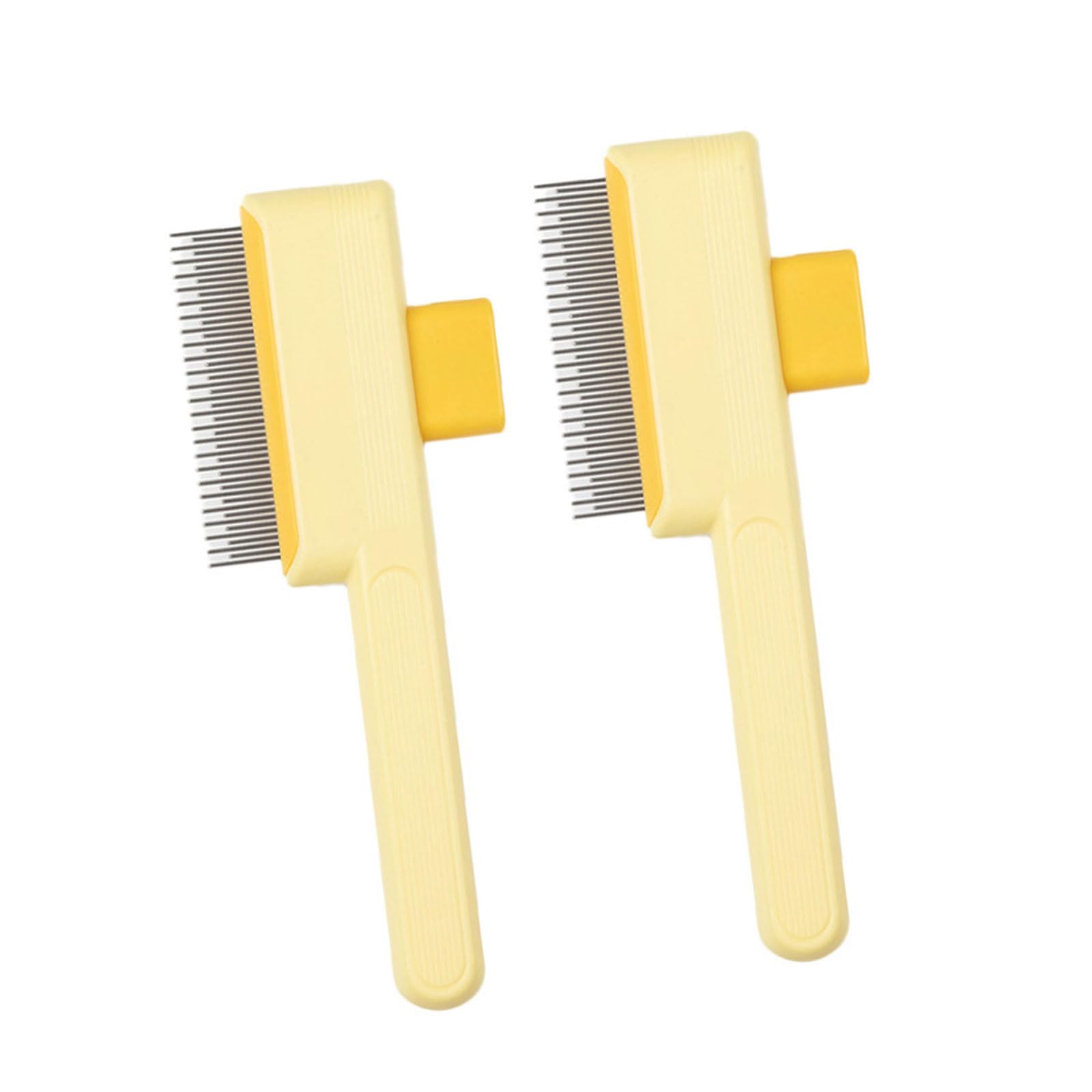 YUXITA 2PCS Dog Hair Brush Detangling Hair Comb with SelfCleaning Design For Shedding Furs Removal Ergonomic NonSlip Handle