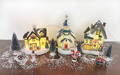 Christmas-Village-Set-Collection-Building-Christmas-Church-and-House-Light-up-11-Pieces-Set-Height-4-to-6-inch