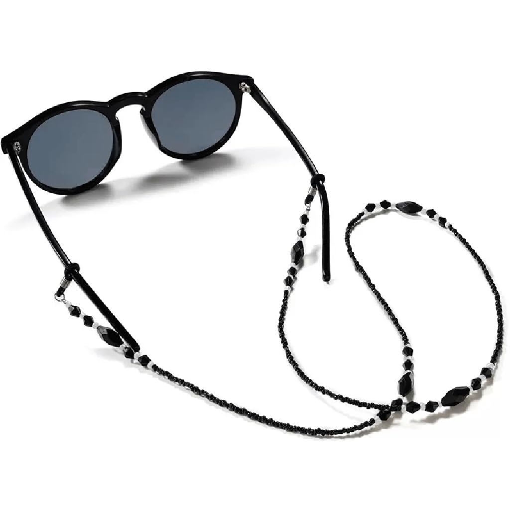 Chaîne de Lunettes Noire Anti-Chute, Cordon à Perles pour Porter Autour du Cou