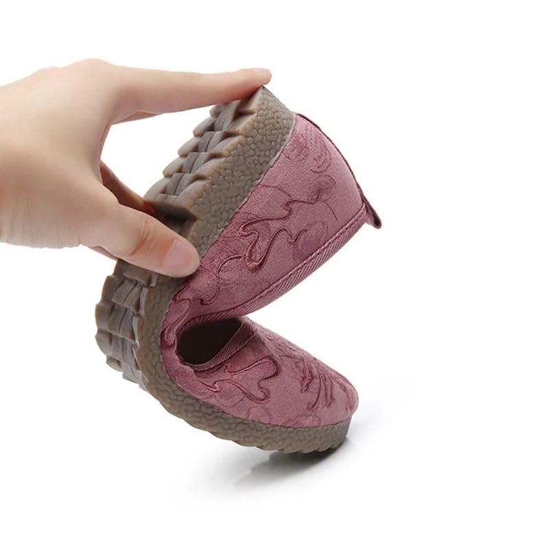 JYHBHMZG Soft Jacquard Cotton Embroidered Women Slip On Ballet Flats Comfortable Casual Platform Shoes Gray Beige4