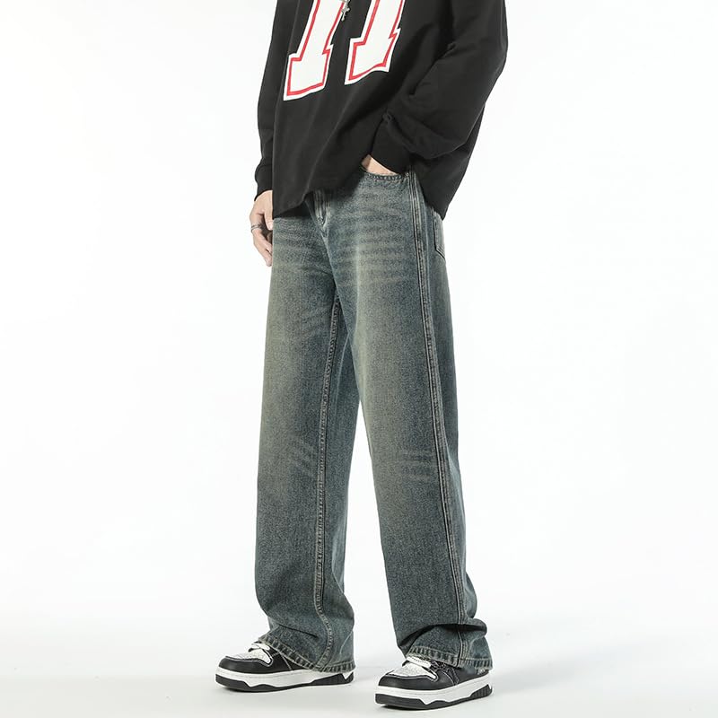 Men's Jeans Vintage American Loose Fit Straight Leg Denim Pants2