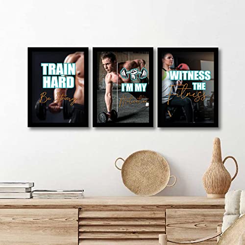 Image of kotart Quotes Frames - Motivational /Inspirational Gym Quotes Framed Wall Posters with Frame - Wall Posters for Room - Gym Wall Posters Set of 3 (Art 4, 10x13 inch)