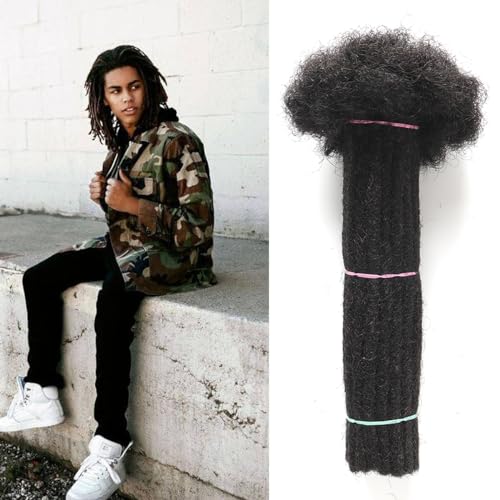 Alaleibaby 0.6 cmThickness 10 Inch 20 Strands Real Human Hair Dreadlock Extensions for Man/Women Full Head Handmade Permanent loc Extensions Bundles Can Be Dyed Bleached Curled and Twisted